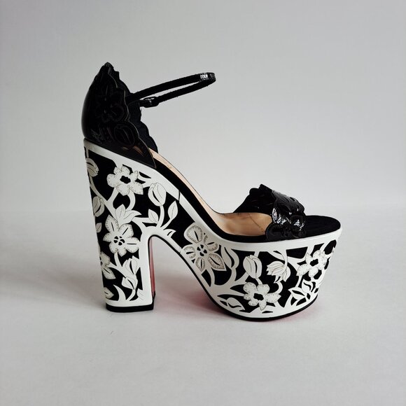Christian Louboutin Houghton May Black and White Platform Sandals Shoes Size 37 - Picture 5 of 16